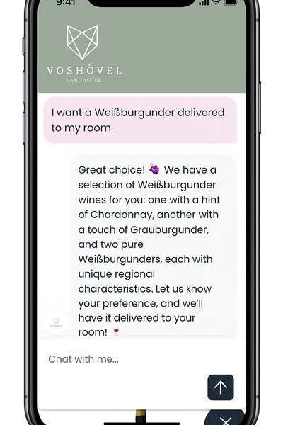 AI sommelier for hotel app