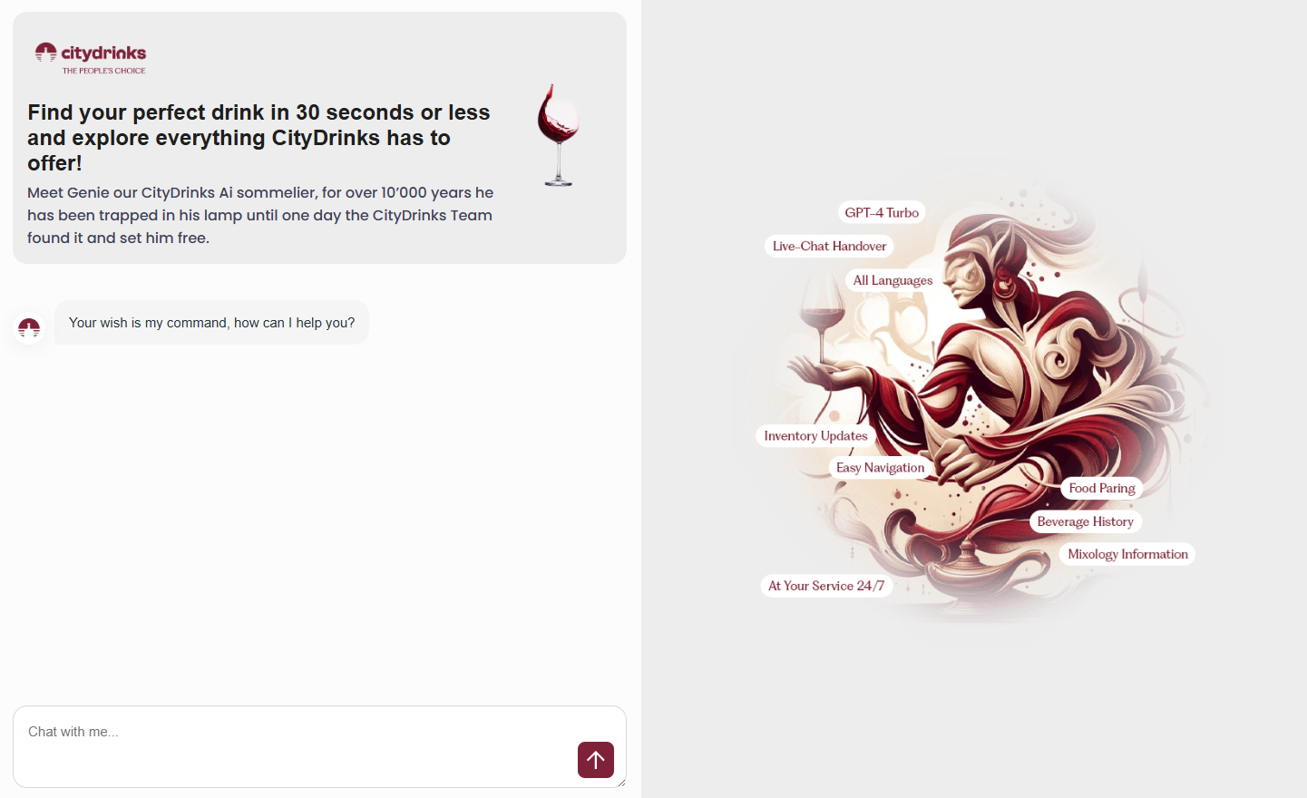 AI wine & spirits agent chatbot