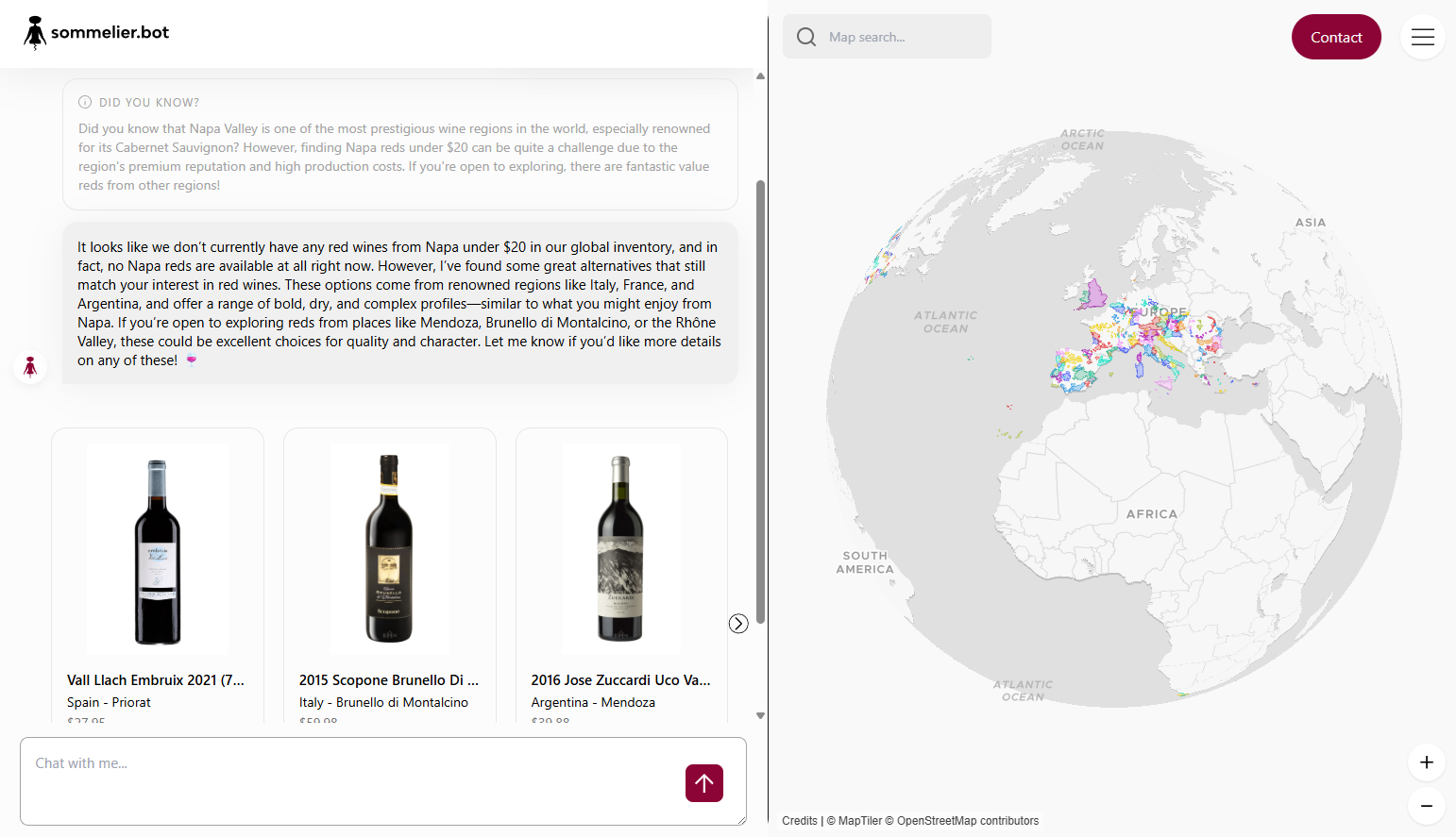AI sommelier bot for wine & spirits