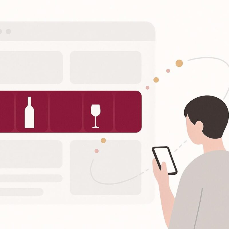 AI banner on a wine shop page personalizing recommendations for a passive visitor