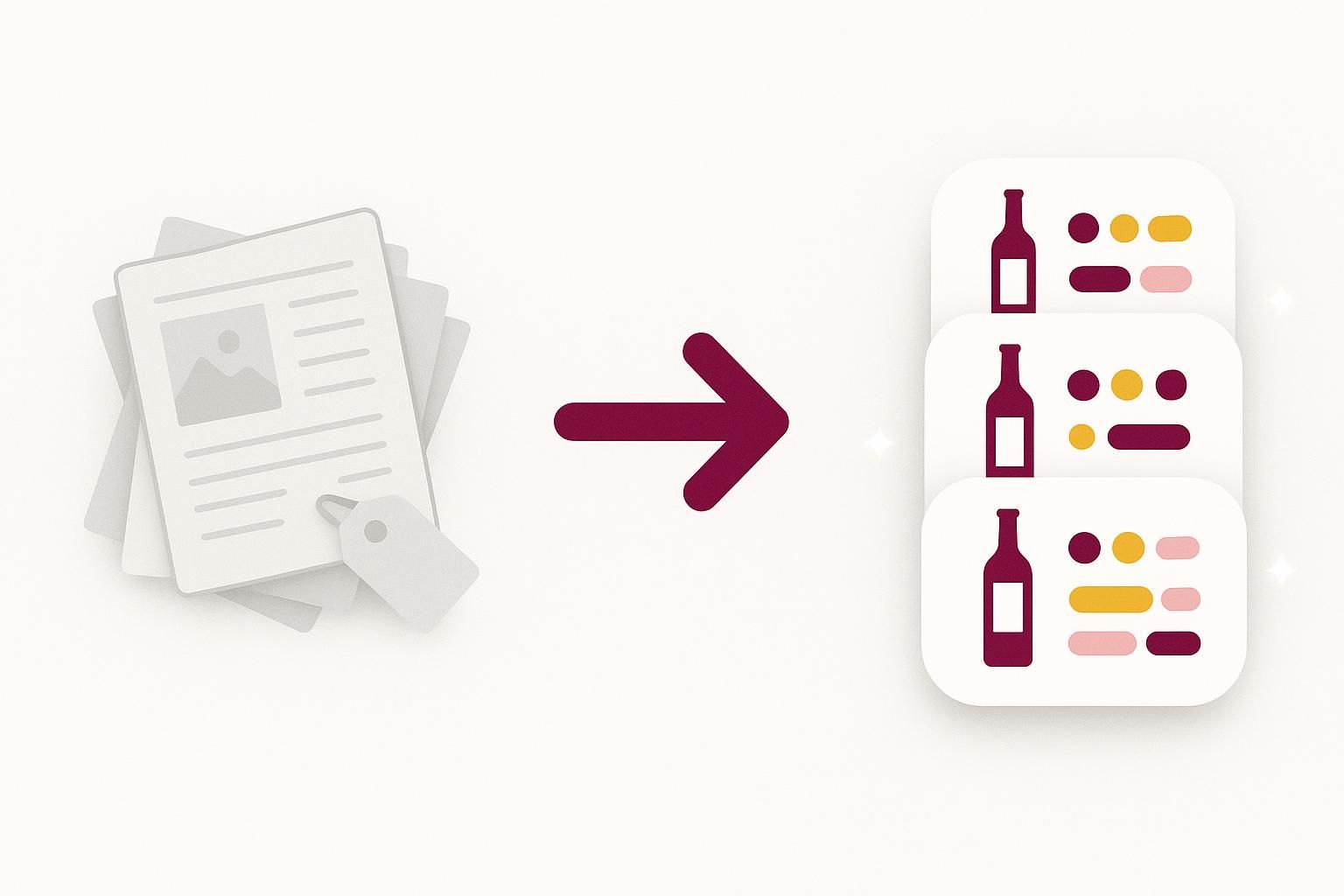 An unreadable wine catalog turned into structured product cards an AI assistant can read